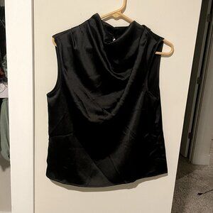 Silky black cowl neck sleeveless top